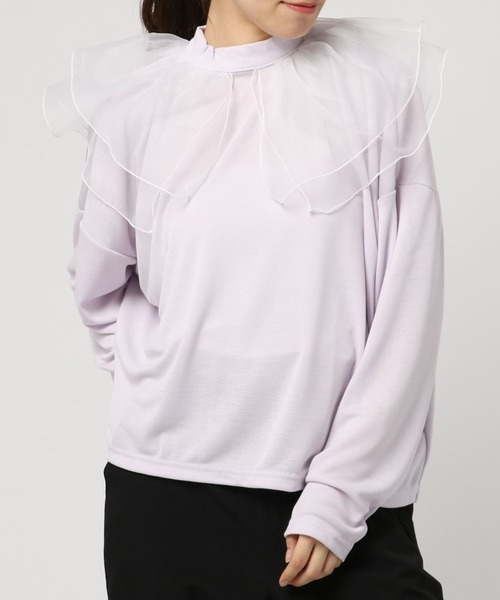 Candy Stripper（キャンディストリッパー）の「FRILLY COLLAR トップス（Tシャツ/カットソー・レディース・ブラック/ラベンダー/オフホワイト・2）」の15枚目の写真