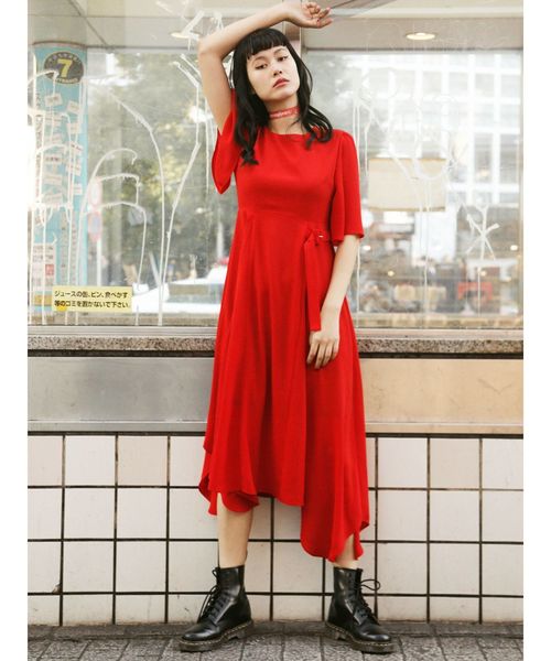 jouetie(ジュエティ)の「アシメワンピース/デザインワンピース(ワンピース)」|レッド