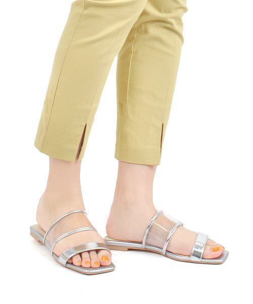 RANDA（ランダ）の「クリアベルトフラットサンダル（サンダル・レディース・シルバー/レオパード/ブラック/パープル・M/S/L/LL）」の3枚目の写真