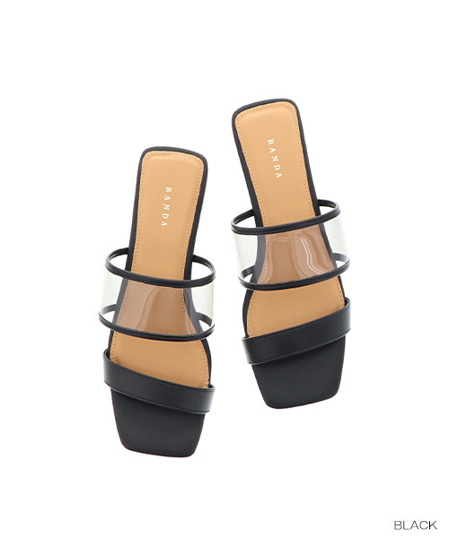 RANDA（ランダ）の「クリアベルトフラットサンダル（サンダル・レディース・シルバー/レオパード/ブラック/パープル・M/S/L/LL）」の2枚目の写真