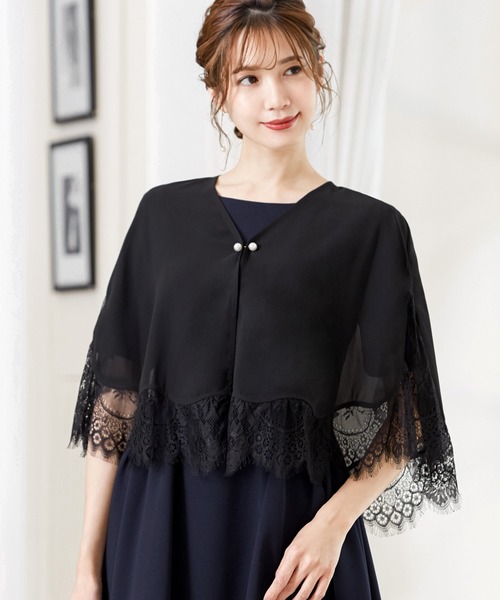 セール レース切替シフォンショート丈ケープ結婚式ジャケットボレロ カーディガン ボレロ Girl ガール のファッション通販 Zozotown