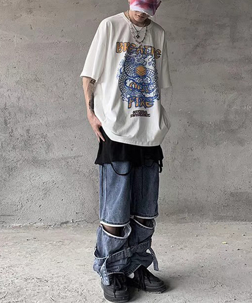 minsobi（ミンソビ）の「フェイクレイヤードTシャツ ファッションアイテム（Tシャツ/カットソー・メンズ・ホワイト/ブラック/グレー・FREE）」の3枚目の写真