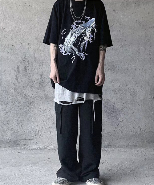 minsobi（ミンソビ）の「フェイクレイヤードTシャツ ファッションアイテム（Tシャツ/カットソー・メンズ・ホワイト/ブラック/グレー・FREE）」の11枚目の写真