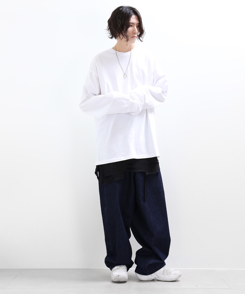 minsobi（ミンソビ）の「フェイクレイヤードTシャツ ファッションアイテム（Tシャツ/カットソー・メンズ・ホワイト/ブラック/グレー・FREE）」の14枚目の写真