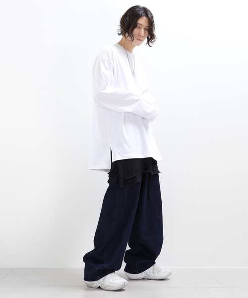 minsobi（ミンソビ）の「フェイクレイヤードTシャツ ファッションアイテム（Tシャツ/カットソー・メンズ・ホワイト/ブラック/グレー・FREE）」の15枚目の写真