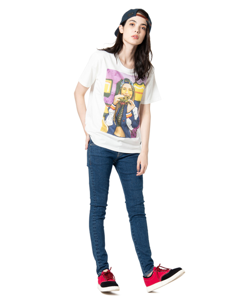 glamb（グラム）の「Burger bite T / バーガーバイトTシャツ（Tシャツ/カットソー・メンズ・ホワイト/ブラック・1/2/0/4/3）」の7枚目の写真