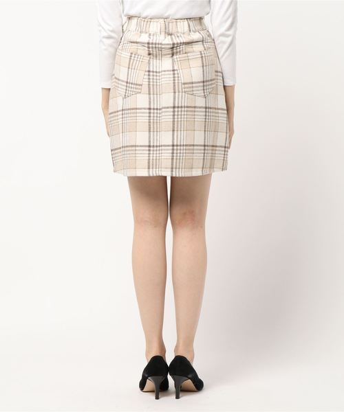 one way(ワンウェイ)の「チェック台形スカート(スカート・レディース・ホワイト/ライトグレー/ベージュ・M)」の4枚目の写真