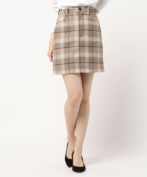 one way(ワンウェイ)の「チェック台形スカート(スカート・レディース・ホワイト/ライトグレー/ベージュ・M)」の8枚目の写真