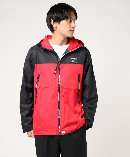 A BATHING APE(アベイシングエイプ)の「2TONE HOODIE JACKETM(ミリタリージャケット)」|レッド