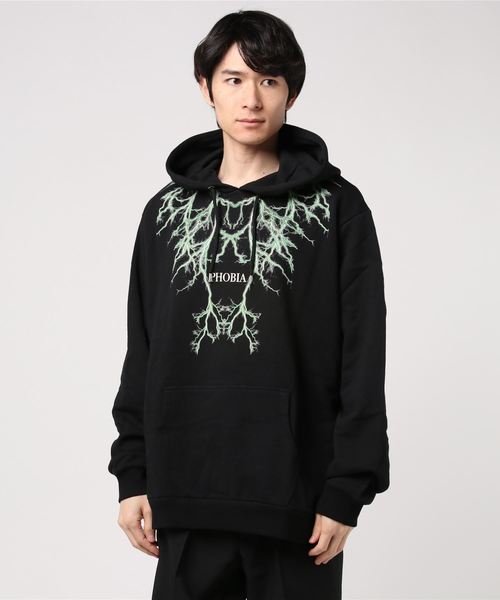 PHOBIA(フォビア)の「LIGHTING HOODIE(パーカー)」|ブラック×グリーン
