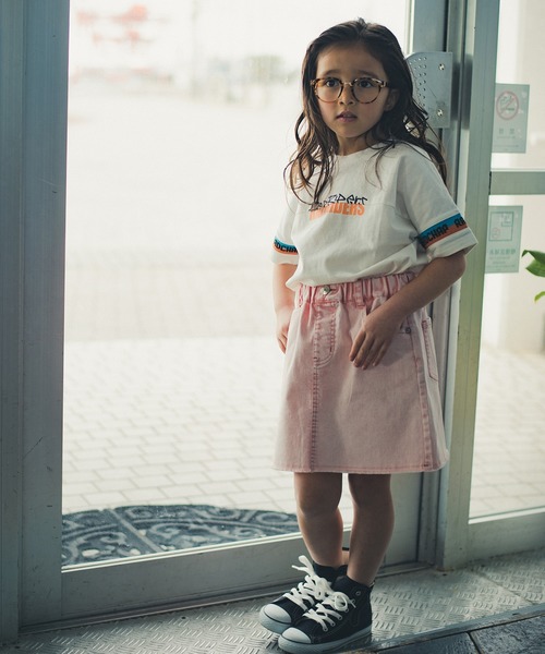 RADCHAP（ラッドチャップ）の「ジャガードリブビッグTシャツ（Tシャツ/カットソー・キッズ・レッド/オフホワイト・100cm/130cm/120cm/140cm/110cm/90cm/150cm）」の3枚目の写真