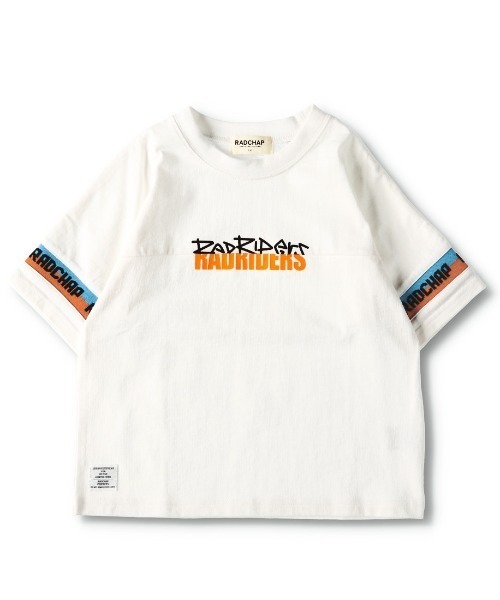 RADCHAP（ラッドチャップ）の「ジャガードリブビッグTシャツ（Tシャツ/カットソー・キッズ・レッド/オフホワイト・100cm/130cm/120cm/140cm/110cm/90cm/150cm）」の4枚目の写真