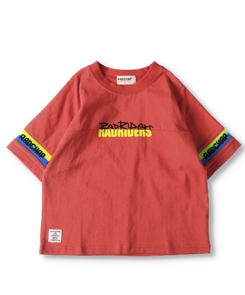 RADCHAP（ラッドチャップ）の「ジャガードリブビッグTシャツ（Tシャツ/カットソー・キッズ・レッド/オフホワイト・100cm/130cm/120cm/140cm/110cm/90cm/150cm）」の9枚目の写真