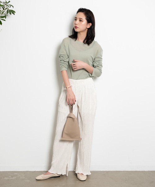 Aunt Marie's（アントマリーズ）の「AUNT MARIE’S ミニプリーツワイドパンツ（その他パンツ・レディース・ライトグリーン/ブラック/ホワイト/グレー・FREE）」の17枚目の写真