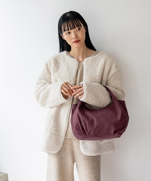 VitaFelice(ヴィータフェリーチェ)の「本革×キャンバスバルーントートバッグ(トートバッグ・レディース・マスタード/アイボリー/ブラック/ボルドー/グレー/モスグリーン/ドット・FREE)」の8枚目の写真