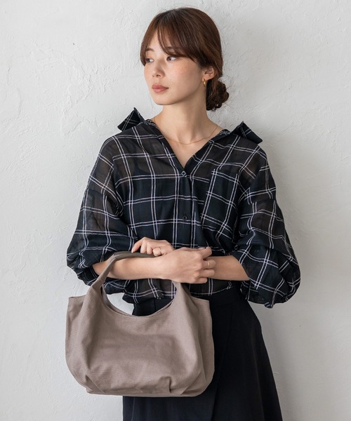 VitaFelice(ヴィータフェリーチェ)の「本革×キャンバスバルーントートバッグ(トートバッグ・レディース・マスタード/アイボリー/ブラック/ボルドー/グレー/モスグリーン/ドット・FREE)」の13枚目の写真