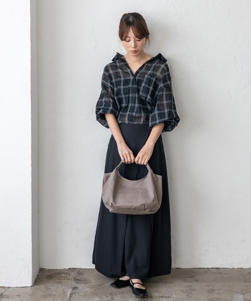 VitaFelice(ヴィータフェリーチェ)の「本革×キャンバスバルーントートバッグ(トートバッグ・レディース・マスタード/アイボリー/ブラック/ボルドー/グレー/モスグリーン/ドット・FREE)」の15枚目の写真
