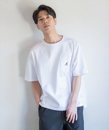 【KANGOL/カンゴール】ロゴ刺繍ポケット付き半袖Tシャツ/ロゴプリント/ビッグシルエット/オーバーサイズカットソー/半袖Tシャツ