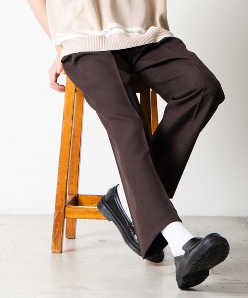 WEGO（ウィゴー）の「WEGO/セミフレアスラックス（スラックス・メンズ・ブラウン系その他/ベージュ系その他/オフホワイト/ブラック/ベージュ/ダークブラウン・MEDIUM/LARGE）」の4枚目の写真