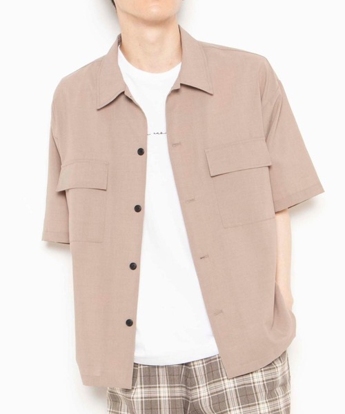 WEGO(ウィゴー)の「WEGO/【セットアップ対応商品】ドライタッチポリ5分袖CPOシャツ(シャツ/ブラウス・メンズ・ブラック/ワイン/ベージュ・MEDIUM/LARGE)」の3枚目の写真