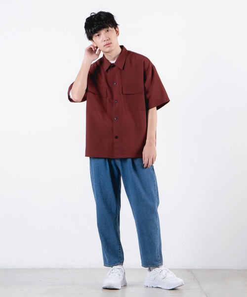 WEGO(ウィゴー)の「WEGO/【セットアップ対応商品】ドライタッチポリ5分袖CPOシャツ(シャツ/ブラウス・メンズ・ブラック/ワイン/ベージュ・MEDIUM/LARGE)」の16枚目の写真