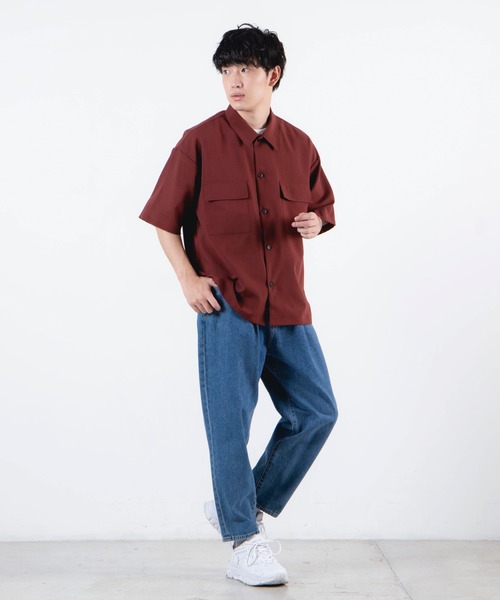 WEGO(ウィゴー)の「WEGO/【セットアップ対応商品】ドライタッチポリ5分袖CPOシャツ(シャツ/ブラウス・メンズ・ブラック/ワイン/ベージュ・MEDIUM/LARGE)」の19枚目の写真