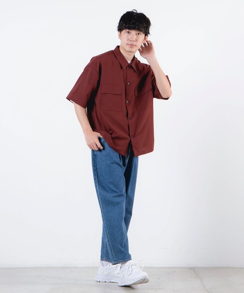 WEGO(ウィゴー)の「WEGO/【セットアップ対応商品】ドライタッチポリ5分袖CPOシャツ(シャツ/ブラウス・メンズ・ブラック/ワイン/ベージュ・MEDIUM/LARGE)」の14枚目の写真