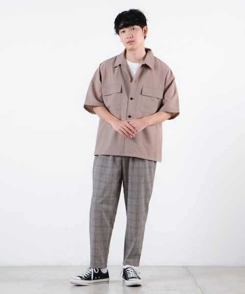 WEGO(ウィゴー)の「WEGO/【セットアップ対応商品】ドライタッチポリ5分袖CPOシャツ(シャツ/ブラウス・メンズ・ブラック/ワイン/ベージュ・MEDIUM/LARGE)」の7枚目の写真