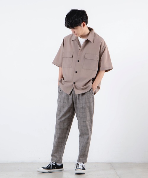 WEGO(ウィゴー)の「WEGO/【セットアップ対応商品】ドライタッチポリ5分袖CPOシャツ(シャツ/ブラウス・メンズ・ブラック/ワイン/ベージュ・MEDIUM/LARGE)」の10枚目の写真