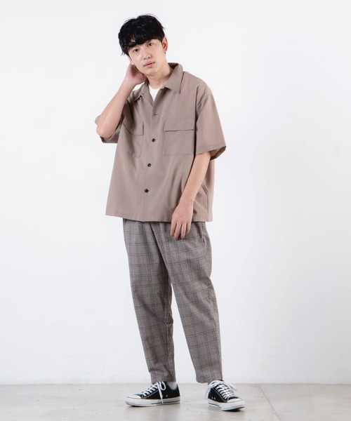 WEGO(ウィゴー)の「WEGO/【セットアップ対応商品】ドライタッチポリ5分袖CPOシャツ(シャツ/ブラウス・メンズ・ブラック/ワイン/ベージュ・MEDIUM/LARGE)」の21枚目の写真