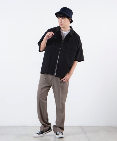 WEGO(ウィゴー)の「WEGO/【セットアップ対応商品】ドライタッチポリ5分袖CPOシャツ(シャツ/ブラウス・メンズ・ブラック/ワイン/ベージュ・MEDIUM/LARGE)」の13枚目の写真