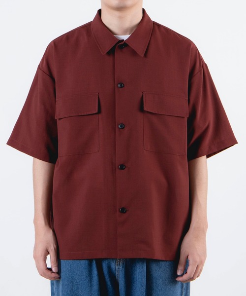 WEGO(ウィゴー)の「WEGO/【セットアップ対応商品】ドライタッチポリ5分袖CPOシャツ(シャツ/ブラウス・メンズ・ブラック/ワイン/ベージュ・MEDIUM/LARGE)」の9枚目の写真