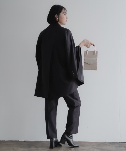 PAGEBOY(ページボーイ)の「セットアップ ダブルクロスパンツ(タックパンツ)(スラックス・レディース・ブラック/グレイッシュベージュ/ブルー・MEDIUM/SMALL)」の5枚目の写真