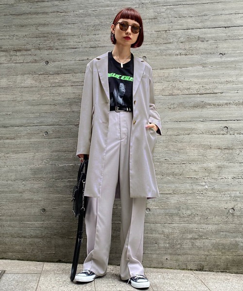 PAGEBOY(ページボーイ)の「セットアップ ダブルクロスパンツ(タックパンツ)(スラックス・レディース・ブラック/グレイッシュベージュ/ブルー・MEDIUM/SMALL)」の6枚目の写真