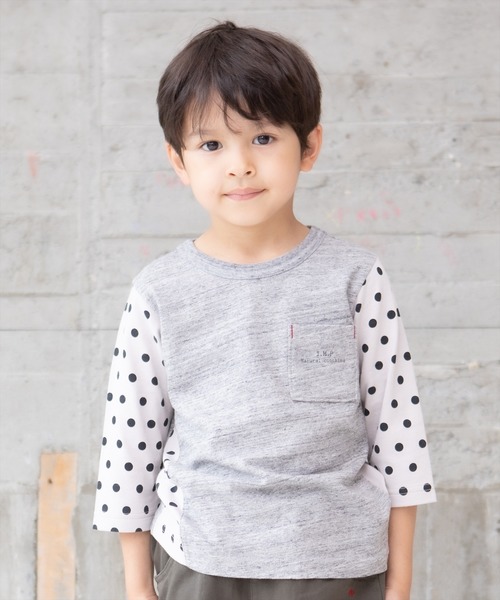 RAGMART（ラグマート）の「七分袖Tシャツ（Tシャツ/カットソー・キッズ・グレー/イエロー・100cm/120cm/110cm/130cm）」の2枚目の写真