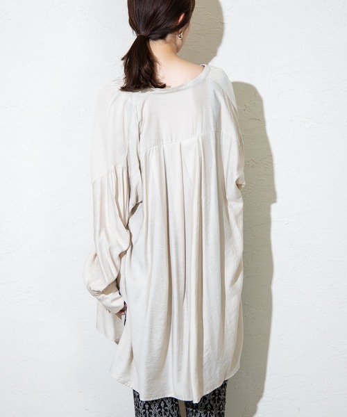 mystic（ミスティック）の「ダブルリボンロングシャツ（シャツ/ブラウス・レディース・アイボリー/ベージュ/ブルー・FREE）」の14枚目の写真