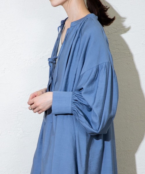 mystic（ミスティック）の「ダブルリボンロングシャツ（シャツ/ブラウス・レディース・アイボリー/ベージュ/ブルー・FREE）」の9枚目の写真