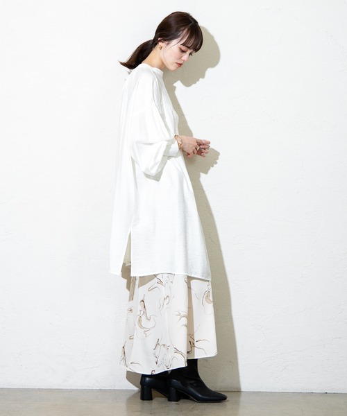 mystic（ミスティック）の「ダブルリボンロングシャツ（シャツ/ブラウス・レディース・アイボリー/ベージュ/ブルー・FREE）」の12枚目の写真