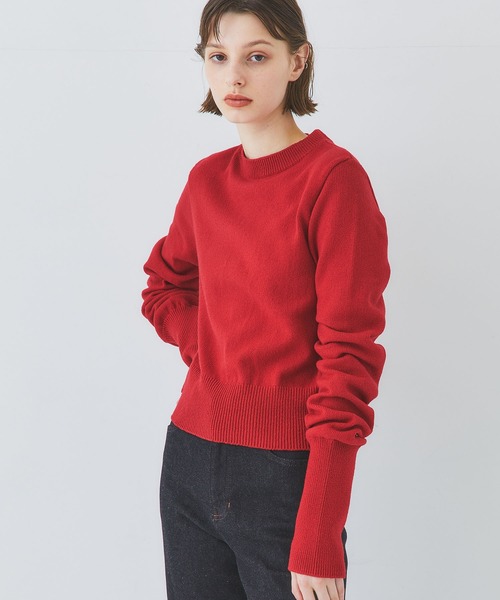 STUDIOUS（ステュディオス）の「【STUDIOUS】ロングスリーブニットトップス（ニット/セーター・レディース・ホワイト/ブラック/レッド・1）」の5枚目の写真