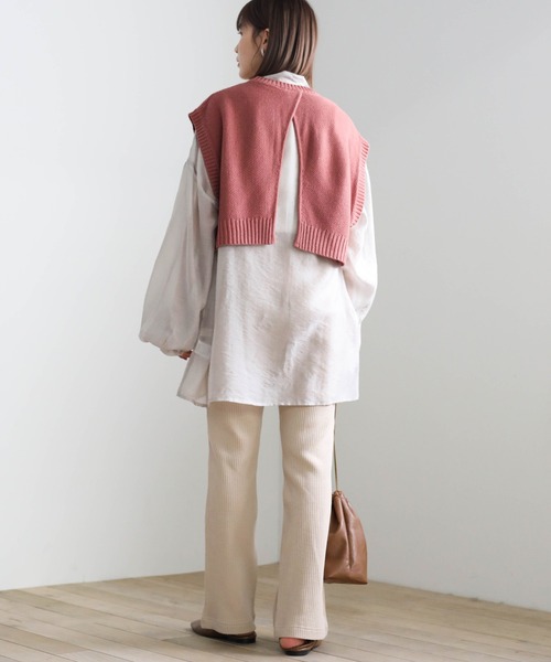 select MOCA（セレクトモカ）の「バックスリットニットショートベスト（ベスト・レディース・ブラック/ベージュ/ブラウン/スモークピンク/グリーン/グレイッシュブルー/パープル・FREE）」の8枚目の写真