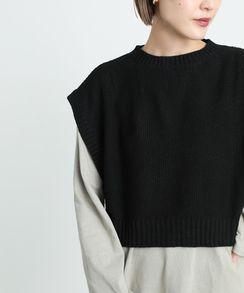 バックスリットニットショートベスト（ベスト）｜select MOCA