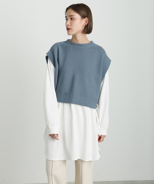 バックスリットニットショートベスト（ベスト）｜select MOCA