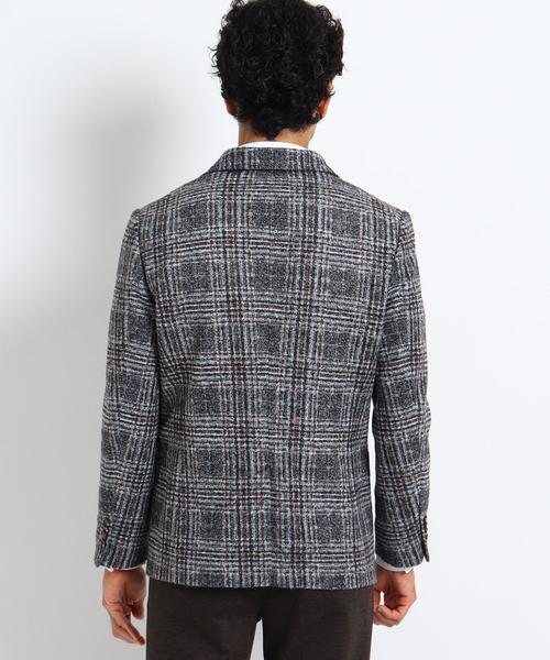 アダバット ハイブリッドダウン タータンチェック柄 テーラードジャケット