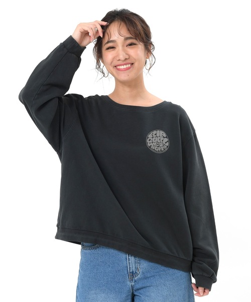 rip curl（リップカール）の「【RIP CURL リップカール】レディース ロゴプリントスウェット / トレーナー ビッグシルエット オーバーサイズ ドロップショルダー  サーフカジュアル   / ワンマイルウェア / ルームウェア（スウェット・レディース・ブラック/ホワイト系その他・MEDIUM/LARGE）」の9枚目の写真
