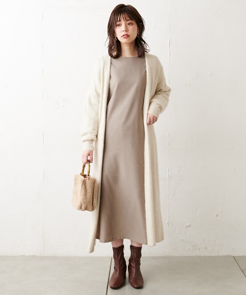 natural couture(ナチュラルクチュール)の「【WEB限定カラー有り】バックリボンボリュームロングスリーブワンピース(ワンピース・レディース・ブラック/ベージュ/モカ/その他1/その他2・FREE)」の7枚目の写真