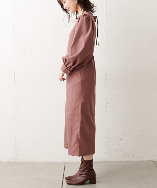 natural couture(ナチュラルクチュール)の「【WEB限定カラー有り】バックリボンボリュームロングスリーブワンピース(ワンピース・レディース・ブラック/ベージュ/モカ/その他1/その他2・FREE)」の15枚目の写真