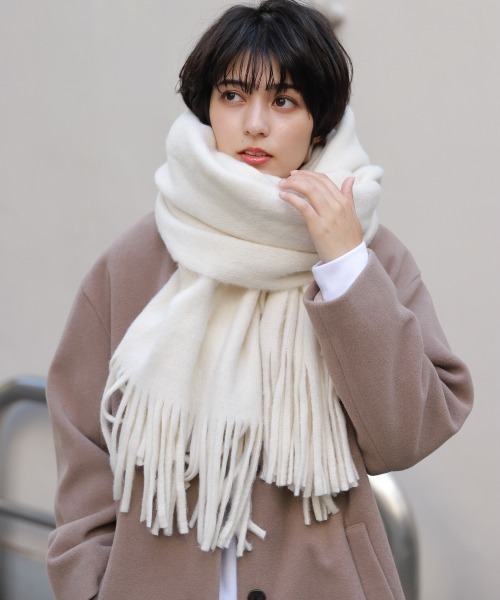 RAGEBLUE（レイジブルー）の「ラッセルボリュームマフラー/897644（マフラー・メンズ・ブラック/ダークブラウン/ベージュ/オフホワイト/その他19・FREE）」の2枚目の写真