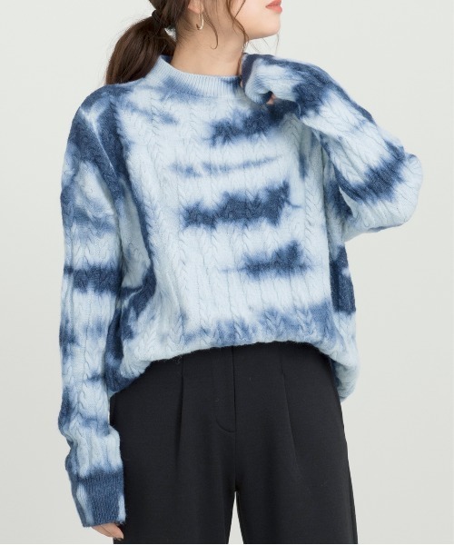 Ambre Neige(アンブルネージュ)の「タイダイ柄ニット/マーブルニット/【WEB/EC限定商品】(ニット/セーター・レディース・パープル/ブルー・FREE)」の2枚目の写真
