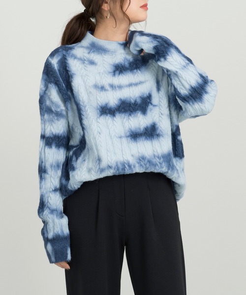 Ambre Neige(アンブルネージュ)の「タイダイ柄ニット/マーブルニット/【WEB/EC限定商品】(ニット/セーター・レディース・パープル/ブルー・FREE)」の12枚目の写真