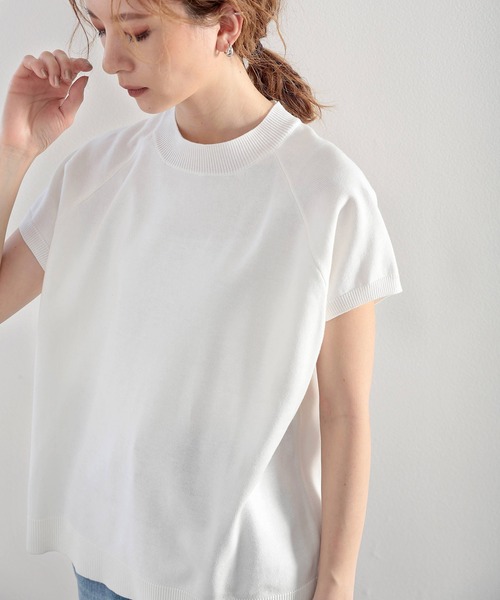 classicalelf(クラシカルエルフ)の「さらっと、着心地柔らか。フレンチラグランコットンニット(Tシャツ/カットソー・レディース・ブラック/ベージュ/オフホワイト/ブルー・MEDIUM/LARGE/X-LARGE/XX-LARGE)」の2枚目の写真